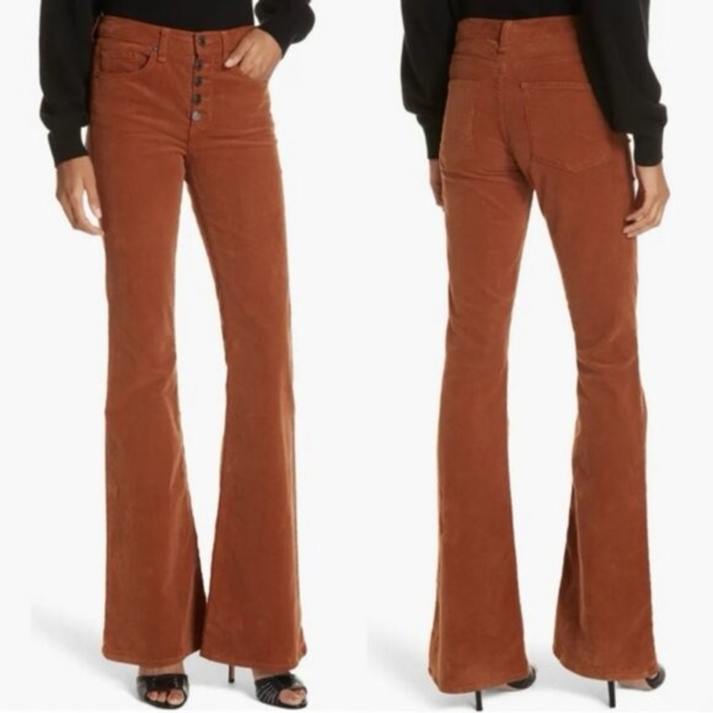 Veronica Beard Rust Flare Corduroy Pants